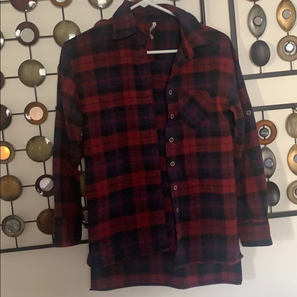 red and navy flannel